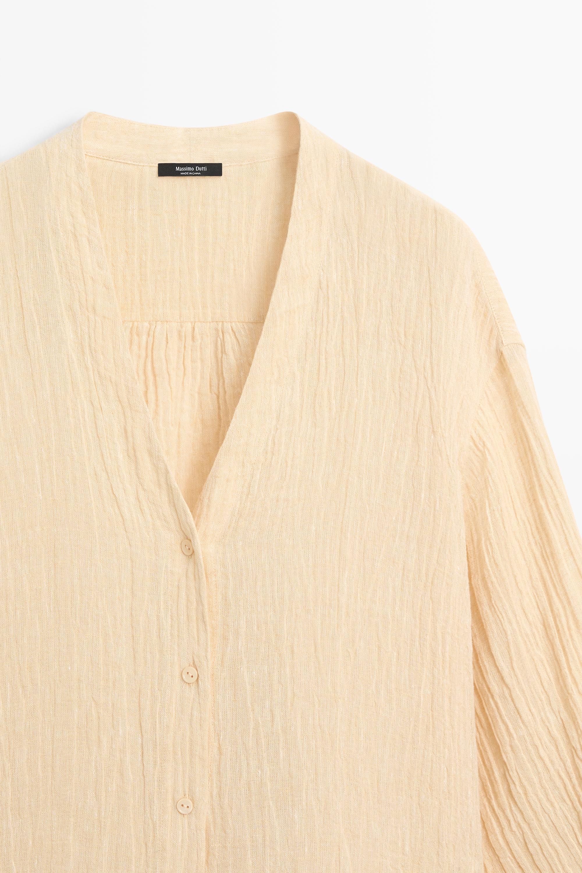 Pleated linen blend shirt